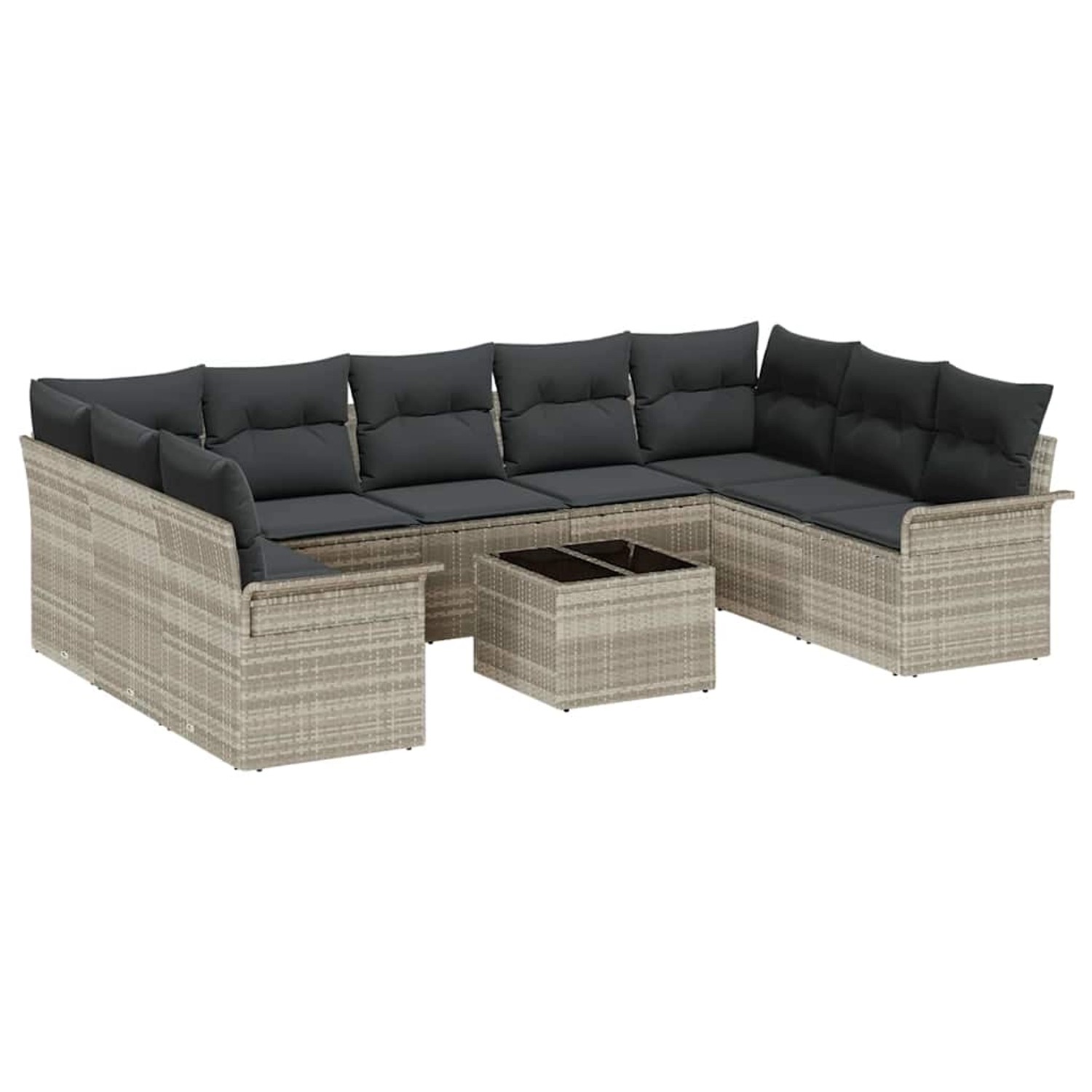vidaXL Garten-Sofa-Set mit Kissen mit Speicher 10-Tlg Grau Poly Rattan 3354 günstig online kaufen