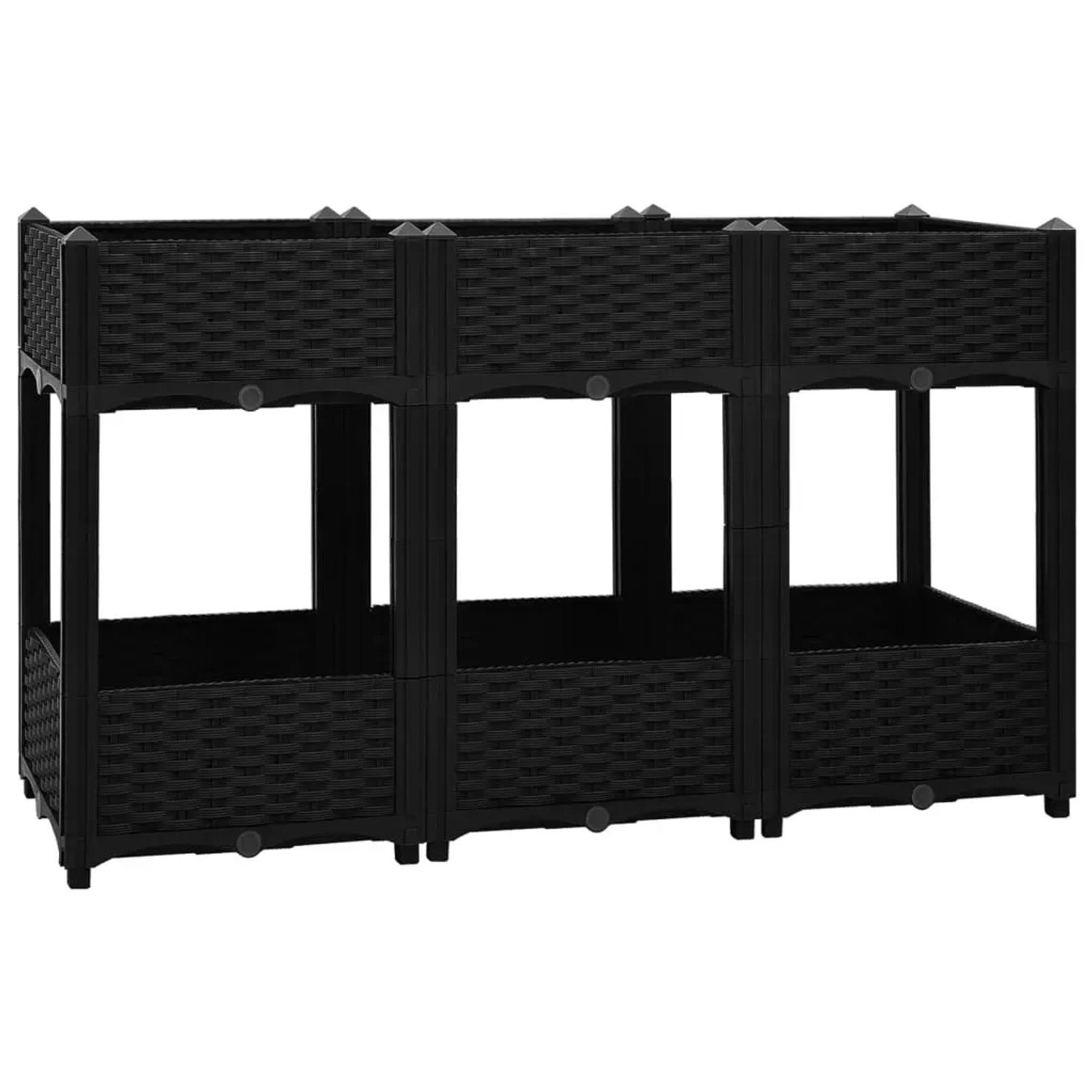 Schwarzes furnicato Hochbeet aus Polypropylen, 120x40x71 cm, ideal für Garten und Balkon.