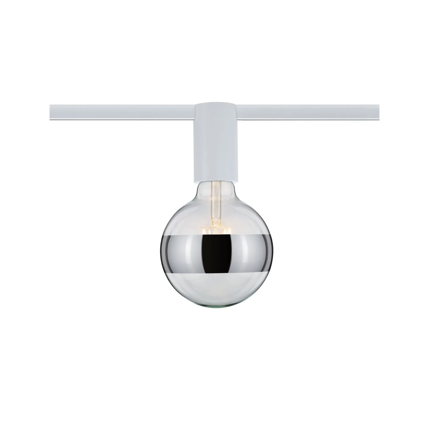 Paulmann URail Spot Ceiling Socket, weiß, für E27 Leuchtmittel, montiert an Schienensystem.