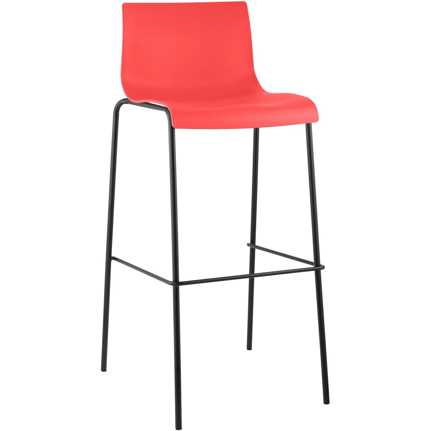 CLP Barhocker Hover Kunststoff 4-Fuß Gestell Rot/Schwarz