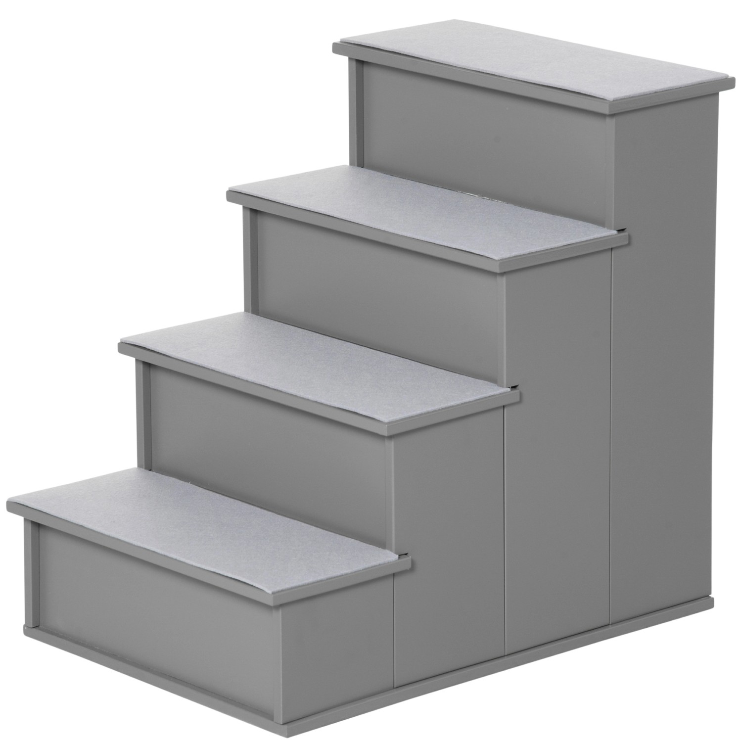 PawHut Haustiertreppe MDF Kurzplüsch Grau 40L x 59B x 54,2H cm
