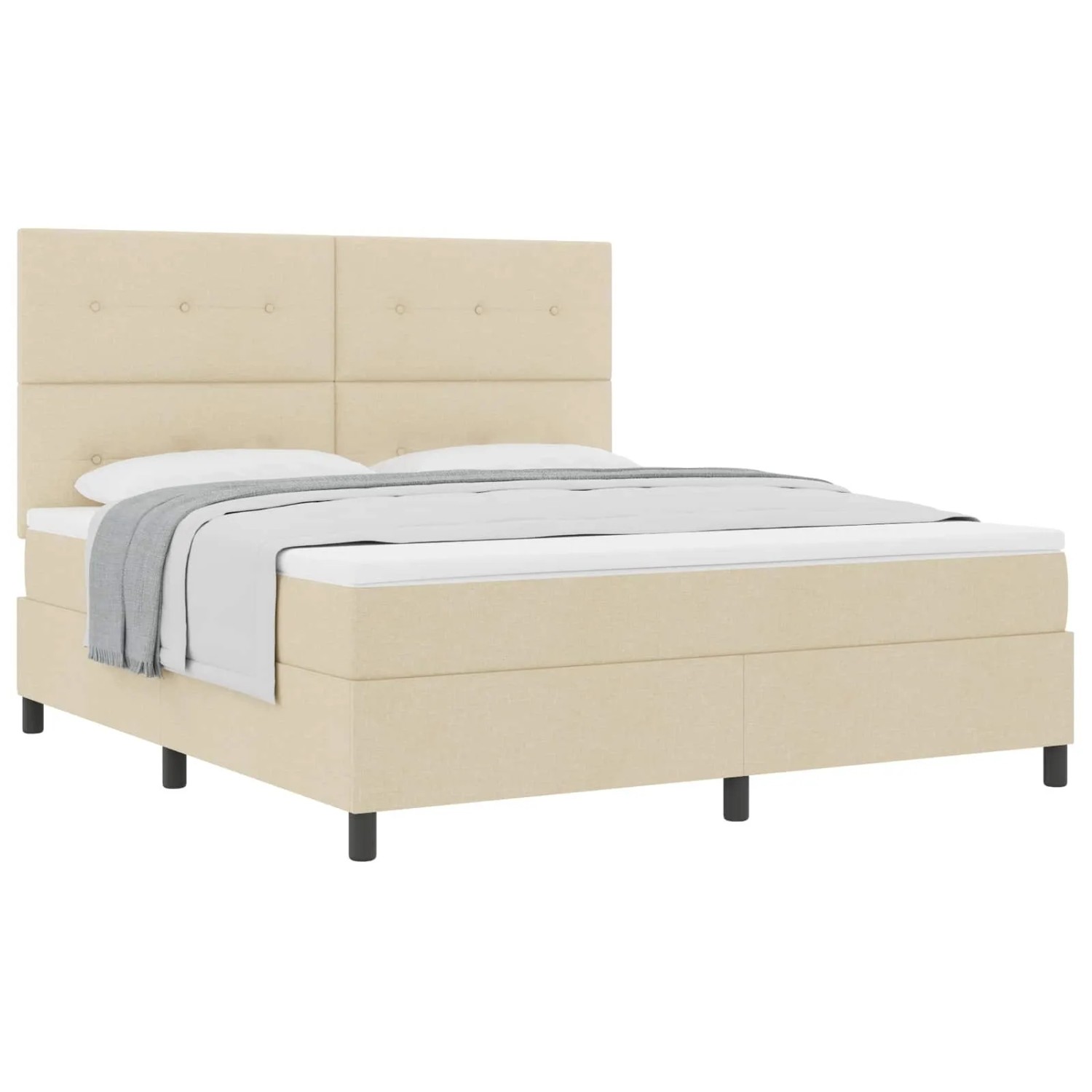 vidaXL Boxspringbett mit Matratze Creme 180 x 200 cm Stoff 3339411