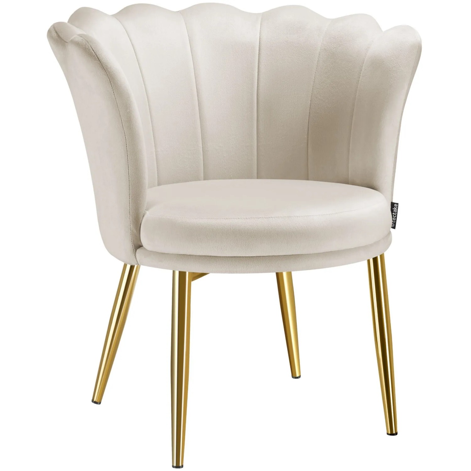 Tectake Sessel Stella Dick Gepolstert  Mit Samtbezug Oder Kunstfell Gewölbte  Extrabreite Rückenlehne In Blütenform  64 x 67 x 76 cm Samtoptik Creme G