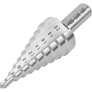 LUX Stufenbohrer Comfort, 4-20 mm, aus Stahl. Universalbohrer zum Entgraten und Bohren.