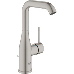 Grohe Essence Waschtischarmatur L-Size in Supersteel mit hohem Auslauf.