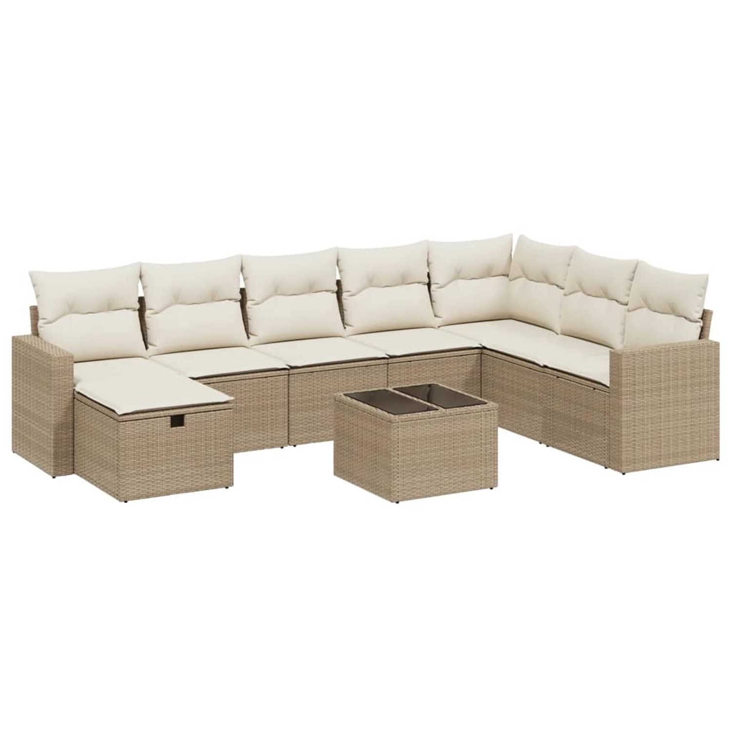 vidaXL 9-Tlg Garten-Sofagarnitur mit Kissen Beige Poly Rattan 3263594 günstig online kaufen