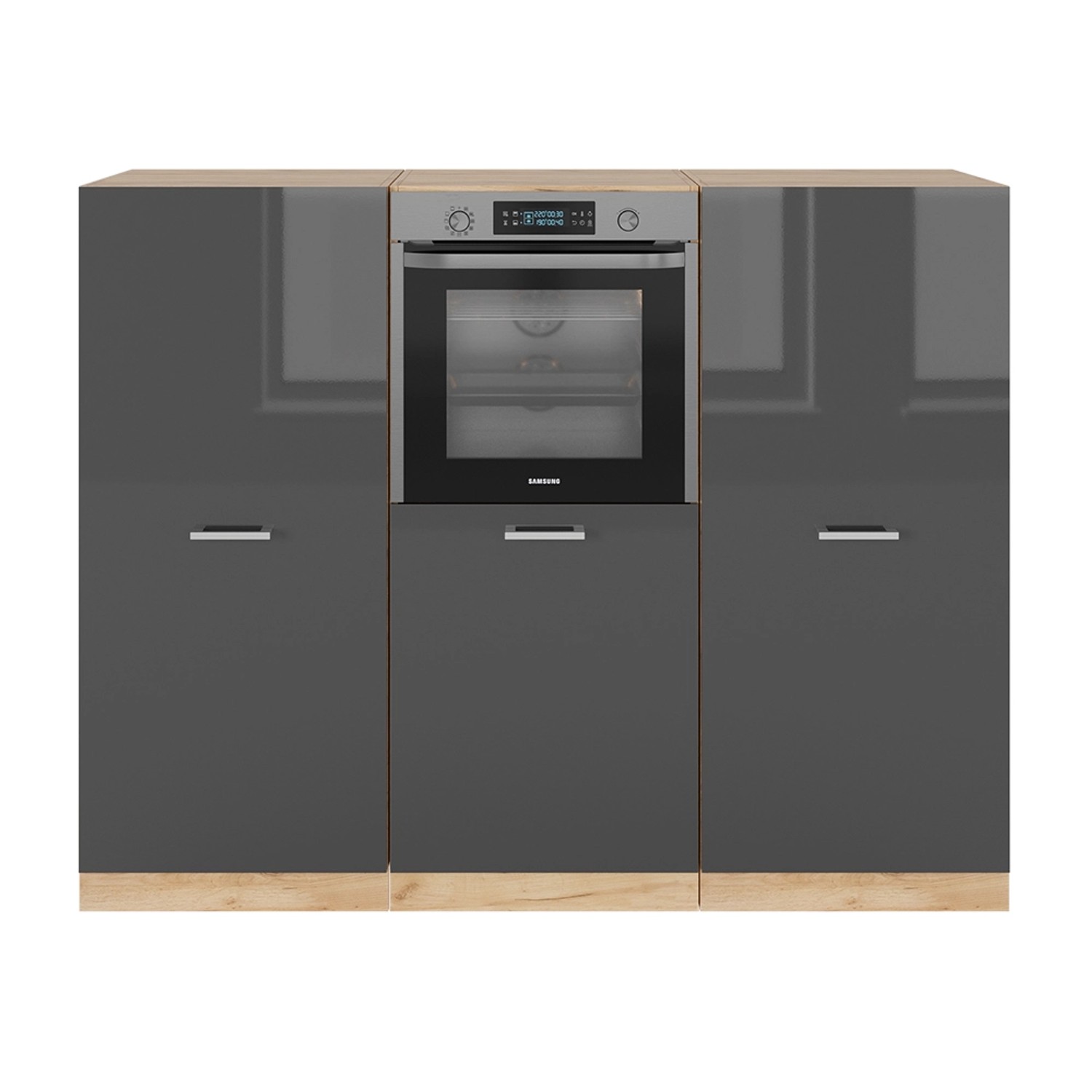 Vicco R-Line Küchenblock Anthrazit Hochglanz/Goldkraft Eiche 180 cm ohne Ar günstig online kaufen