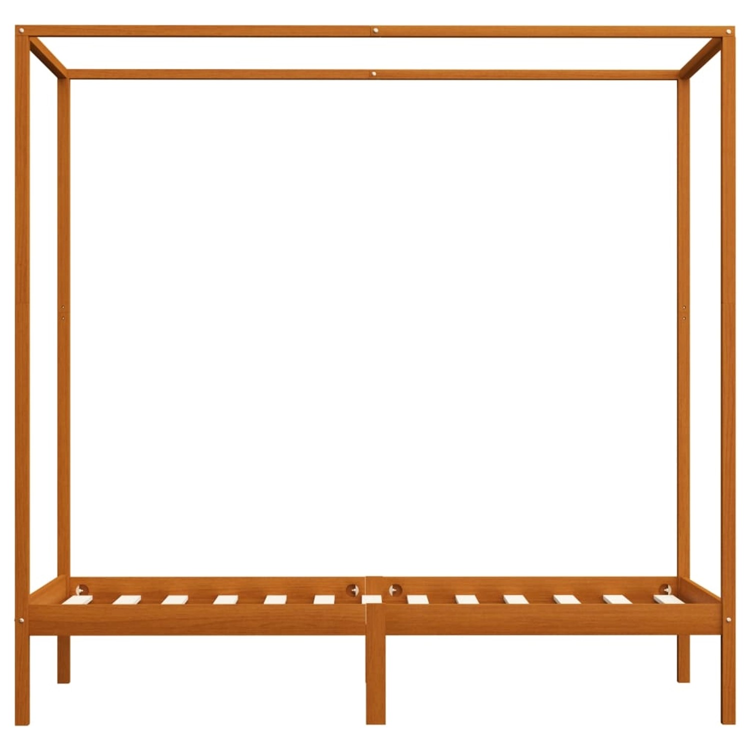 Honigbraunes Himmelbett-Gestell aus Kiefernholz, 100x200 cm, für Schlafzimmer mit Stil.
