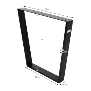 ML-Design Tischbein Set, Trapez V-Form 75x72 cm, Stahl, schwarz, für Esstische.