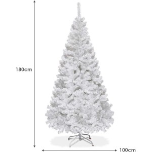 Weißer, künstlicher Costway Weihnachtsbaum, 180 cm hoch, mit 650 PVC-Nadeln und Ständer.