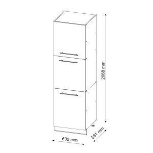 Vicco Herdumbauschrank Fame-Line, grün-gold/Eiche, 60cm, mit drei Türen und Griffen. Küchenschrank für Einbauherd.