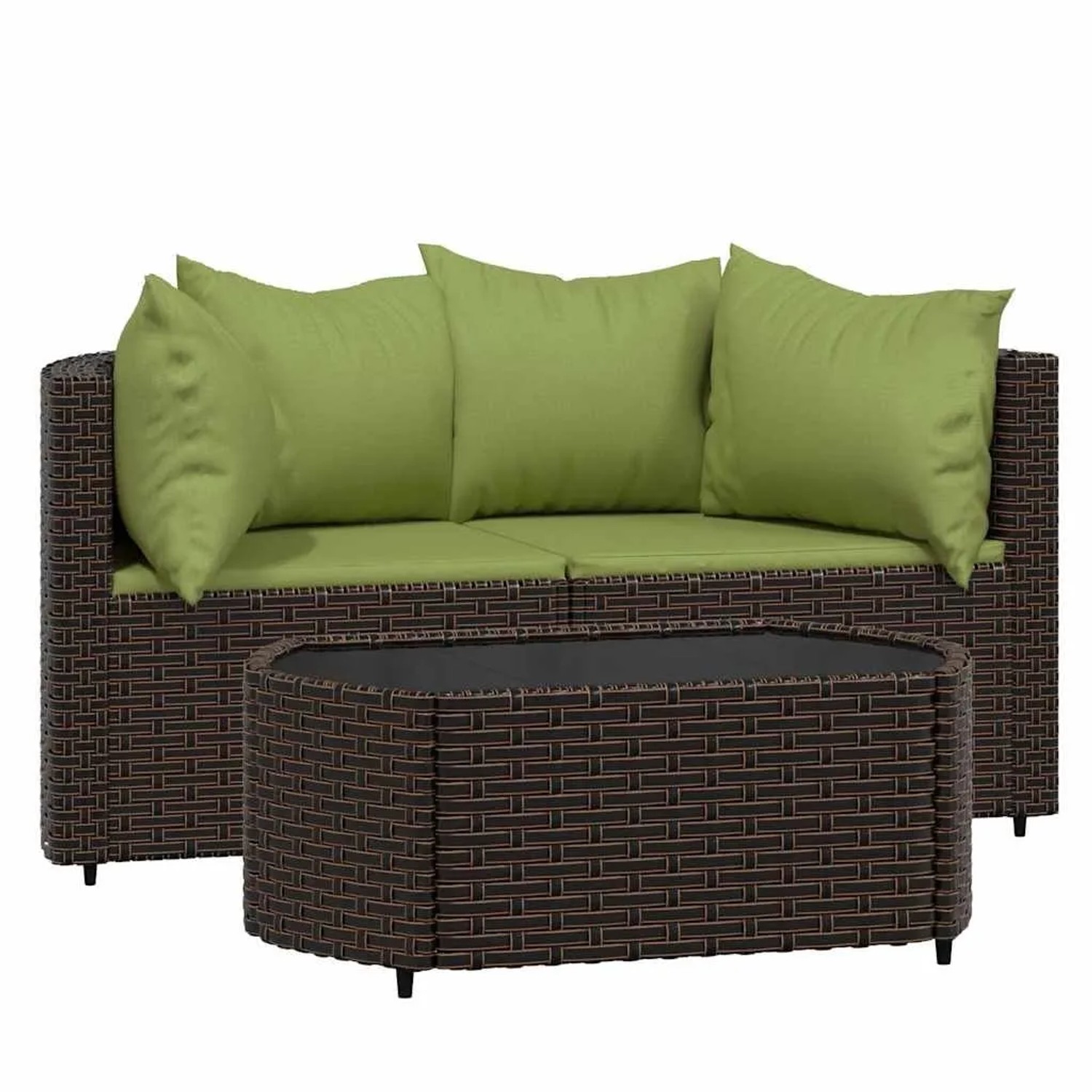 vidaXL 3-Tlg Garten-Lounge-Set mit Kissen Braun Poly Rattan 319839