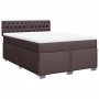 Boxspringbett dunkelbraun (160x200 cm) mit Matratze und Kopfteil.