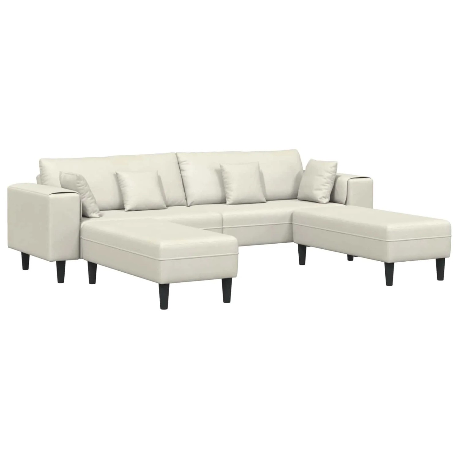 vidaXL Sofa mit Kissen 3-Tlg Creme Samt 3335179