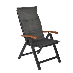 Graue Merxx Auflage für Tilos Sessel, 50,5x125,5x3,5 cm, mit Befestigungsbändern für Gartenmöbel.