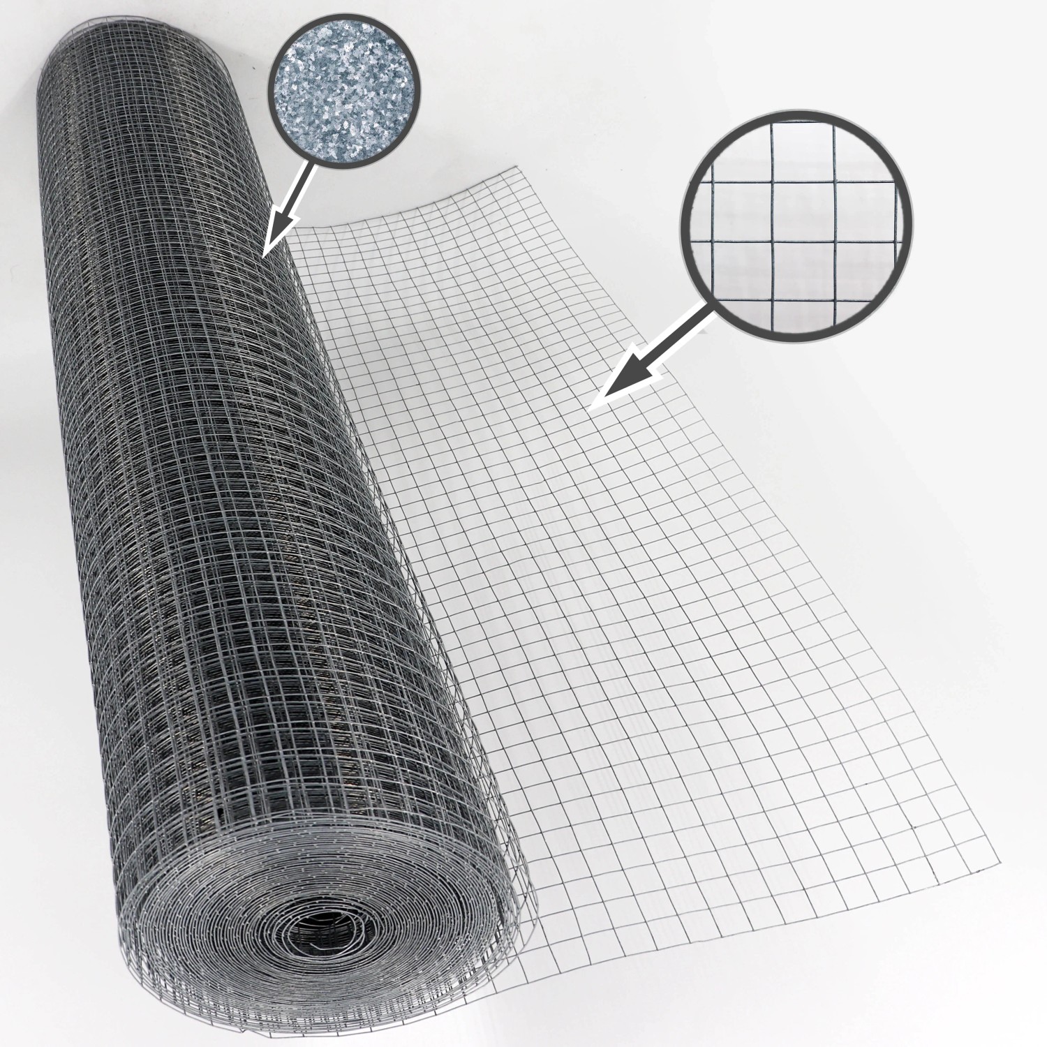 Aquagart Volierendraht, 100m x 1m, verzinkt, Maschenweite 19x19mm, für Zaunbau & Sichtschutz.