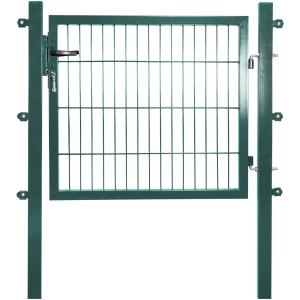 Grünes Gartentor aus Stahl mit Doppelstabmatten-Füllung, 80x100 cm.