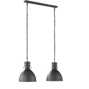 Fischer & Honsel Pendelleuchte London, 2-flammig, schwarz/silber, im Industrie-Look.