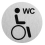 Aluminium Hinweisschild mit Piktogramm für Behinderten WC, selbstklebend.