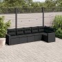 Schwarze 6-tlg. vidaXL Garten-Sofagarnitur aus Poly Rattan mit Kissen für Terrasse und Garten.