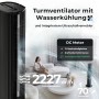 Balter Turmventilator VT-11-BL mit Luftbefeuchter und Wasserkühlung im modernen Wohnraum.