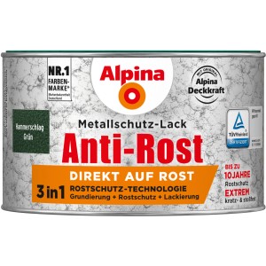 Dose Alpina Metallschutz-Lack Anti-Rost Grün Hammerschlag, 300ml.