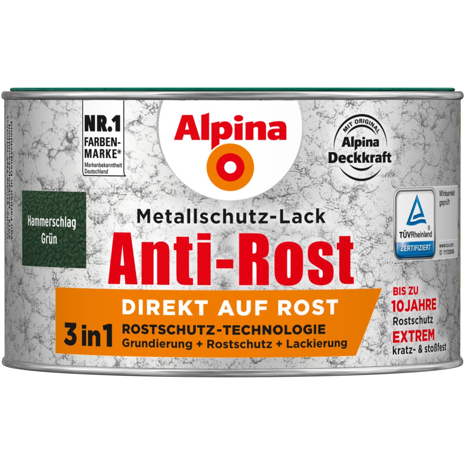 Alpina Metallschutz-Lack Anti-Rost Grün Hammerschlag 300 ml günstig online kaufen