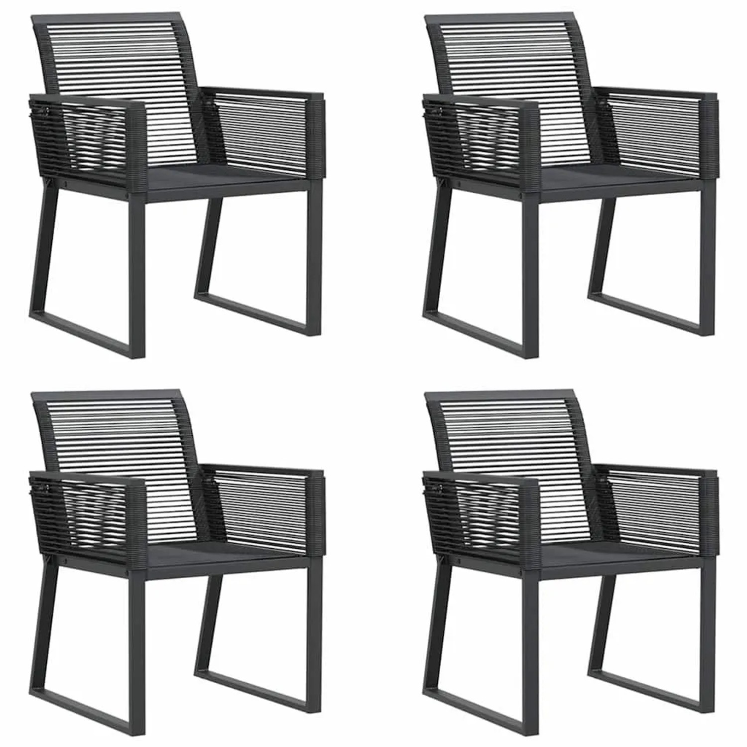 Furnicato Gartenstühle 4 Stk Schwarz Poly Rattan