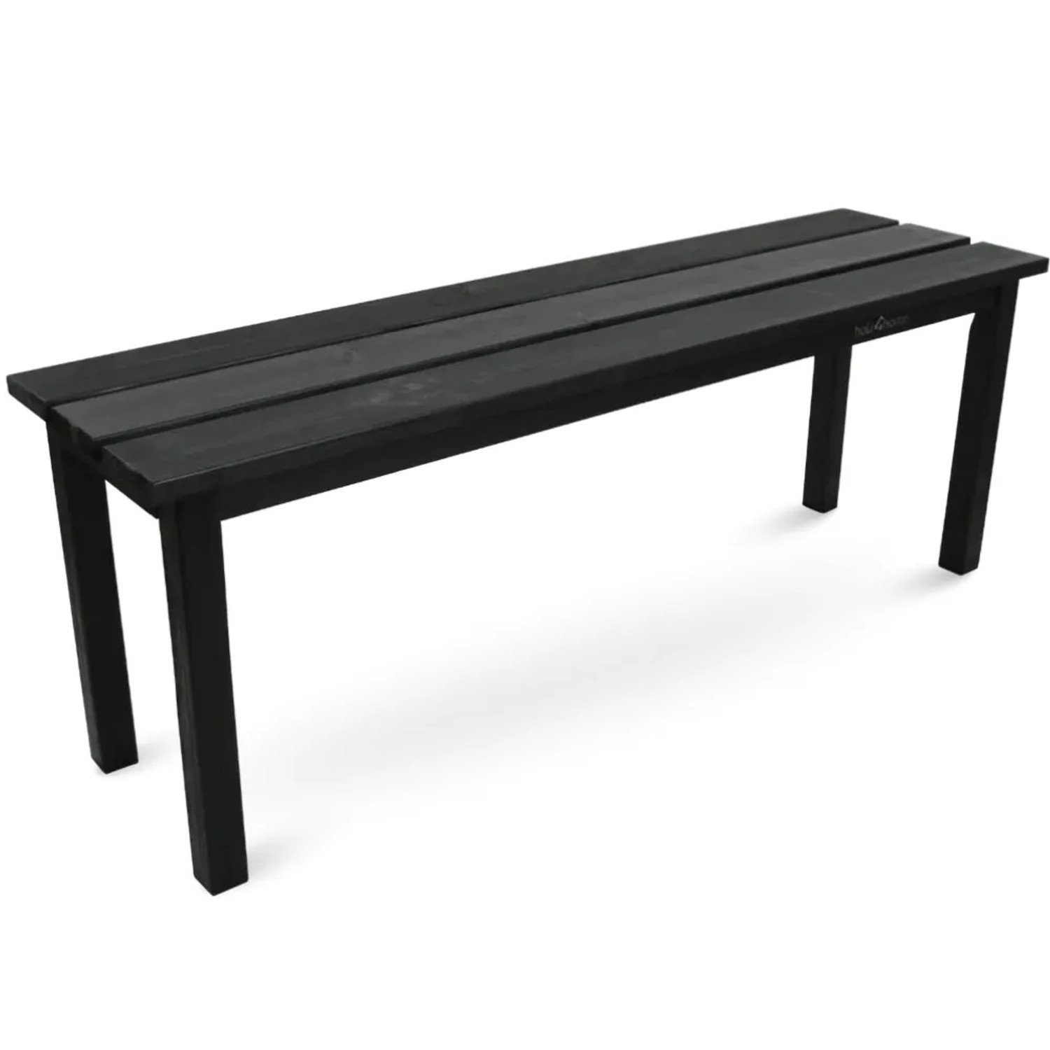 DELUKE Gartenbank Wetterfest Holz LYDIA 3 Sitzer Ohne Lehne 118cm Sitzbank Garten Massivholz Holzbank Outdoor Schwarz