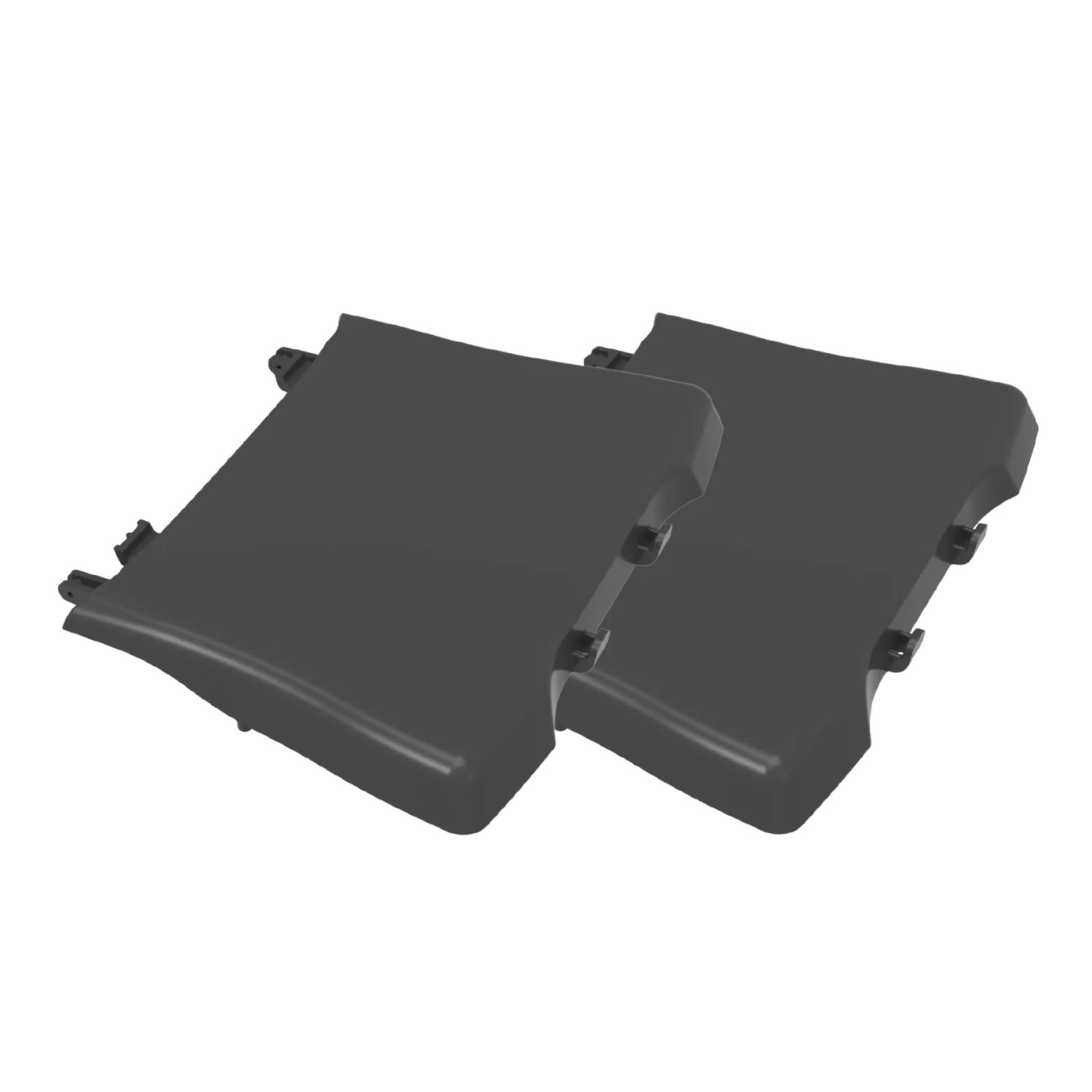 Zwei dunkle Weber Seitentische für Q2000N-Serie. Wetterfeste Ablagefläche zur Erweiterung des Grill-Arbeitsbereichs.
