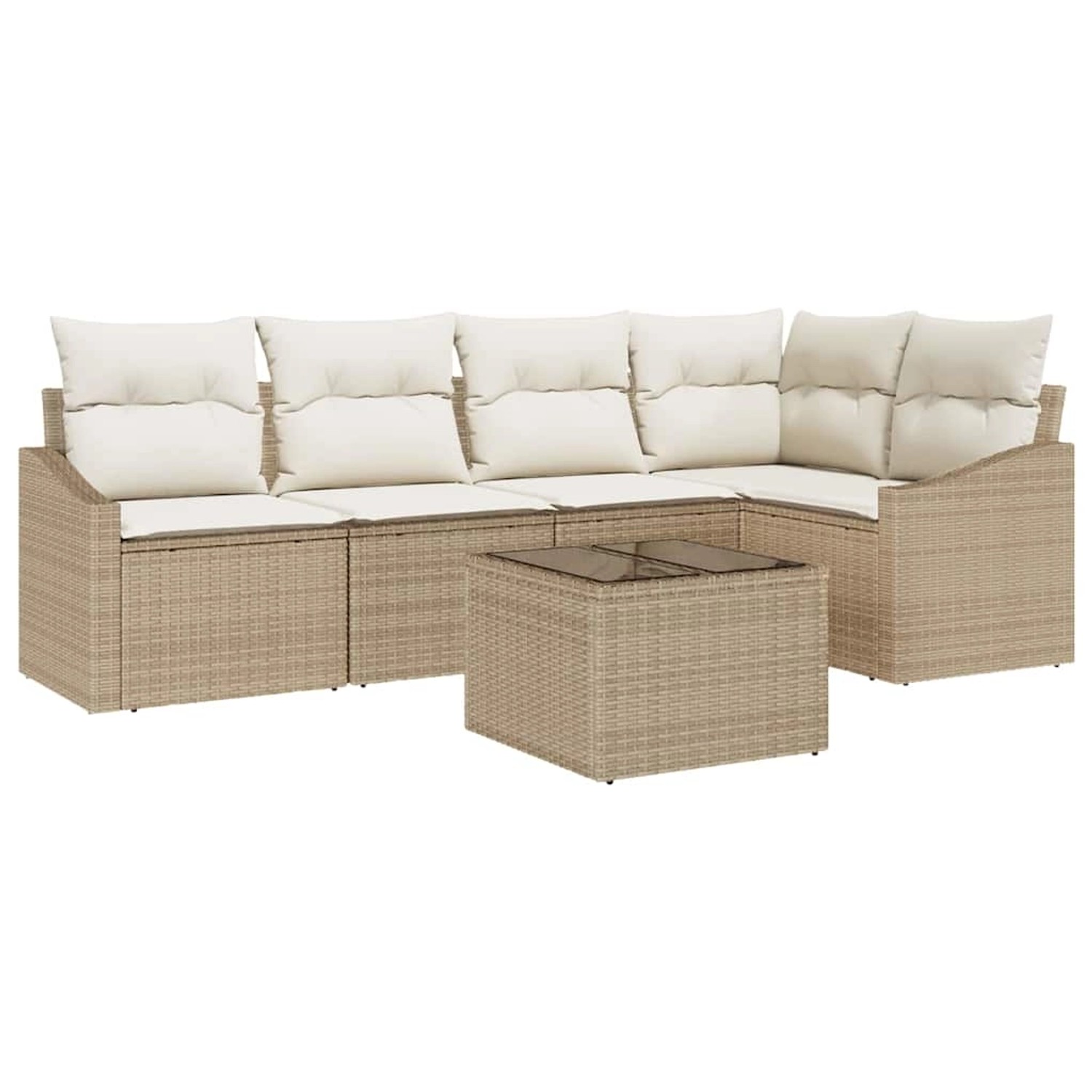 vidaXL Garten-Sofa-Set 6-Tlg Beige Poly Rattan 3346731 günstig online kaufen