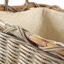 Rechteckiger Kaminholzkorb aus Rattan (Kubu grey) mit Leinenfutter und Griffen.