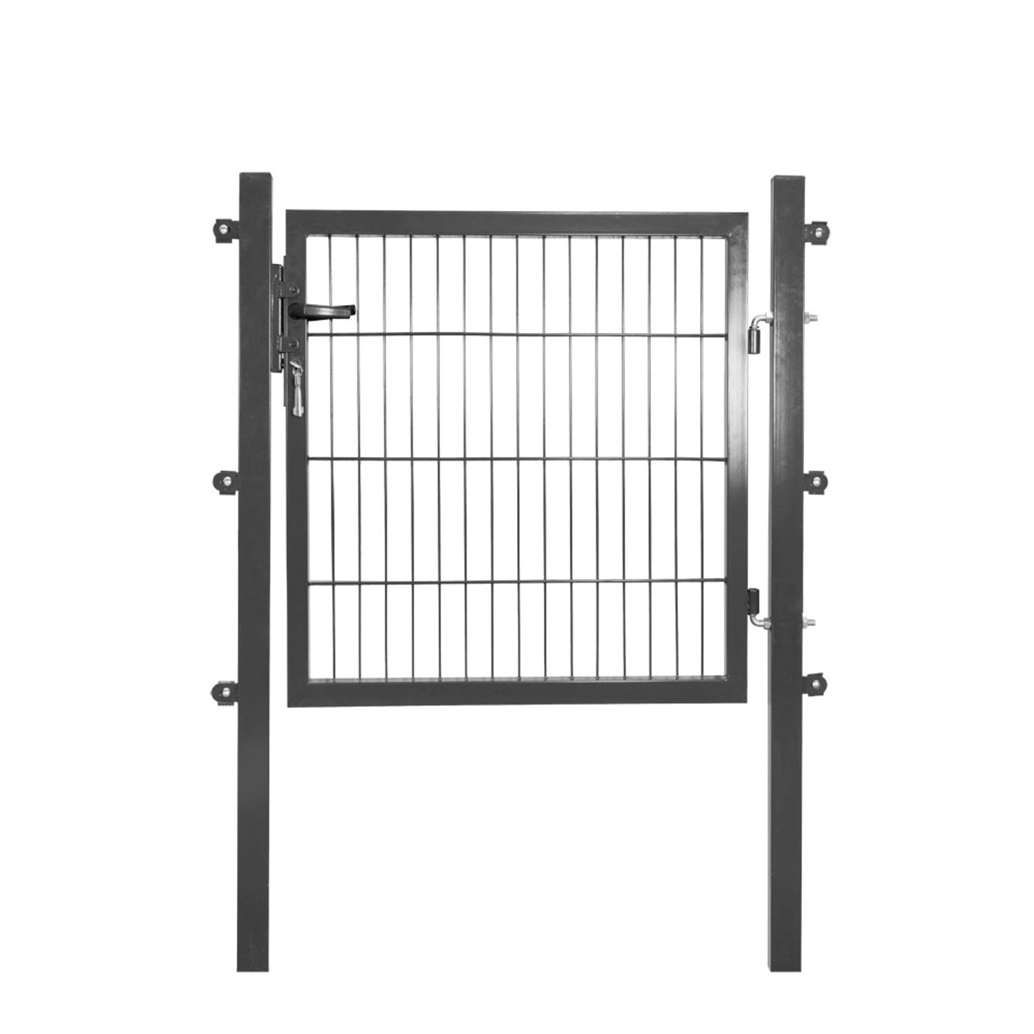 Solid Einzeltor Stahl Anthrazit mit Füllung für Stabmatte 100 cm x 100 cm