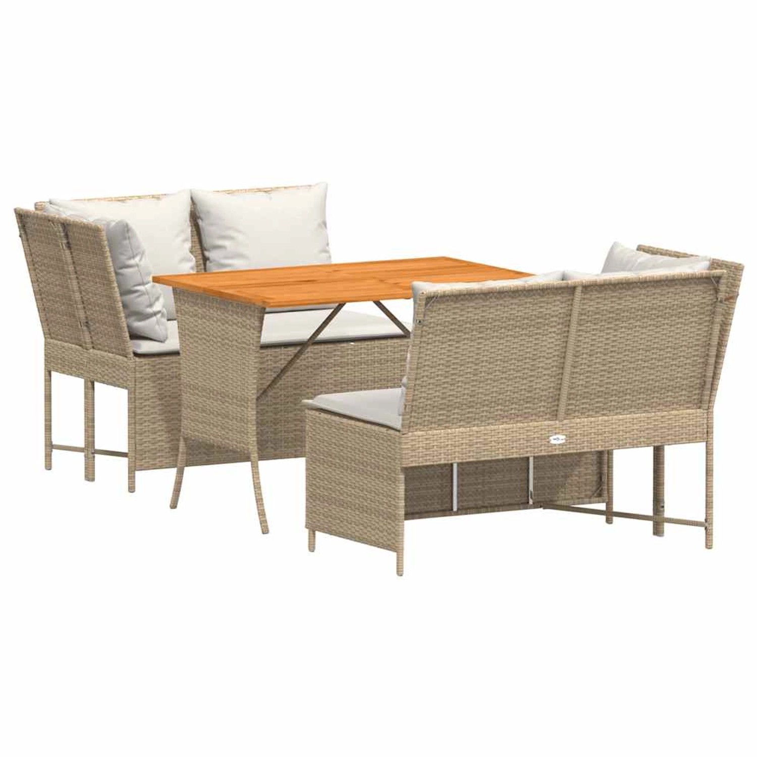 vidaXL 3-Tlg Garten-Sofagarnitur mit Kissen Beige Poly Rattan 3365344 günstig online kaufen