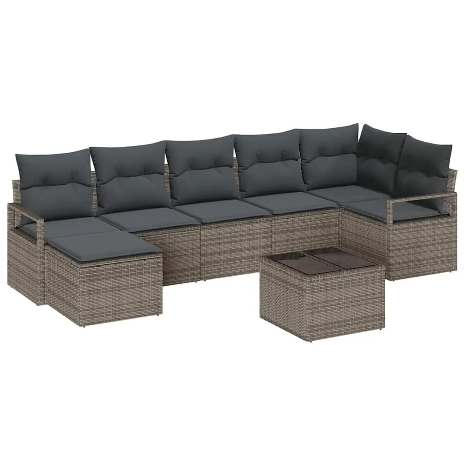 Thumbnail - vidaXL Sofa Set mit Kissen mit Speicher 8 Stk Hellgrau Poly-Rattan 3355148