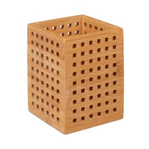 Relaxdays Stiftköcher Bambus Perforiert 11,5 cm x 9 cm x 9 cm 200 g
