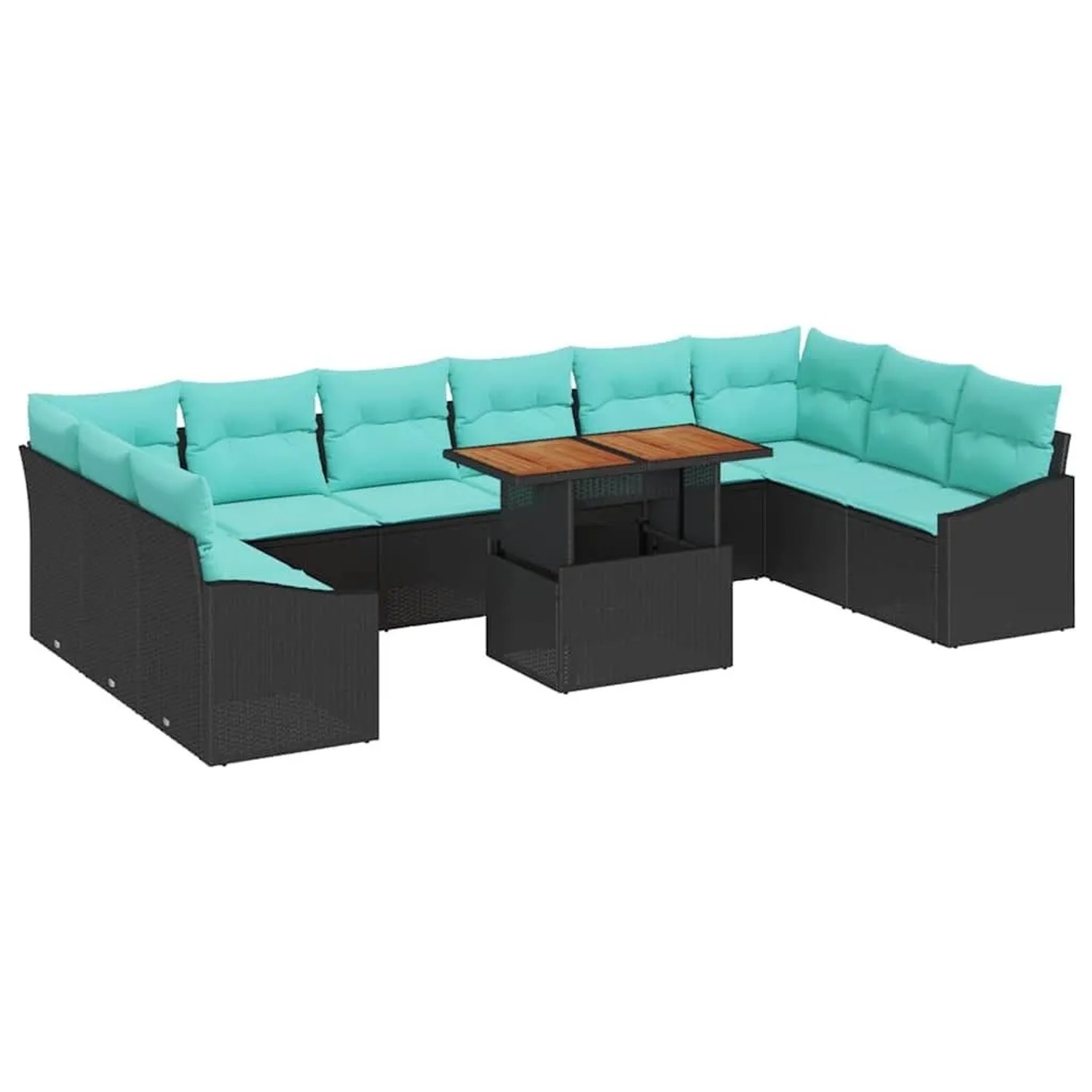 vidaXL Garten Essgruppe mit Kissen 11-Tlg Schwarz und Teal 3349892