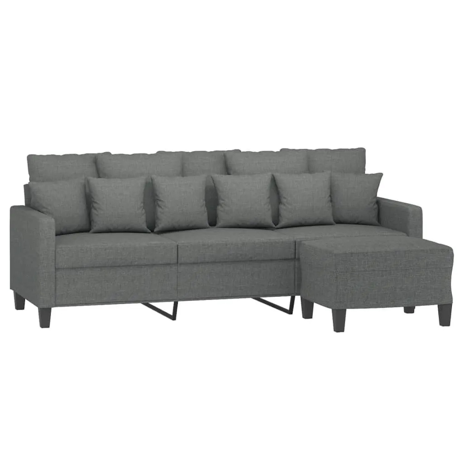 vidaXL 3-Sitzer-Sofa mit Hocker Dunkelgrau 180 cm Stoff 3201090
