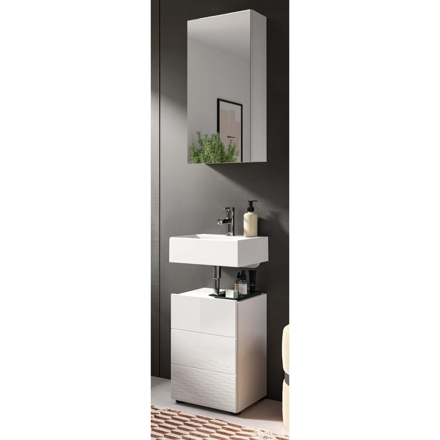 Inn.Furn Badmöbel-Set 2-teilig Weiß Hochglanz 38 x 190 cm Larik günstig online kaufen