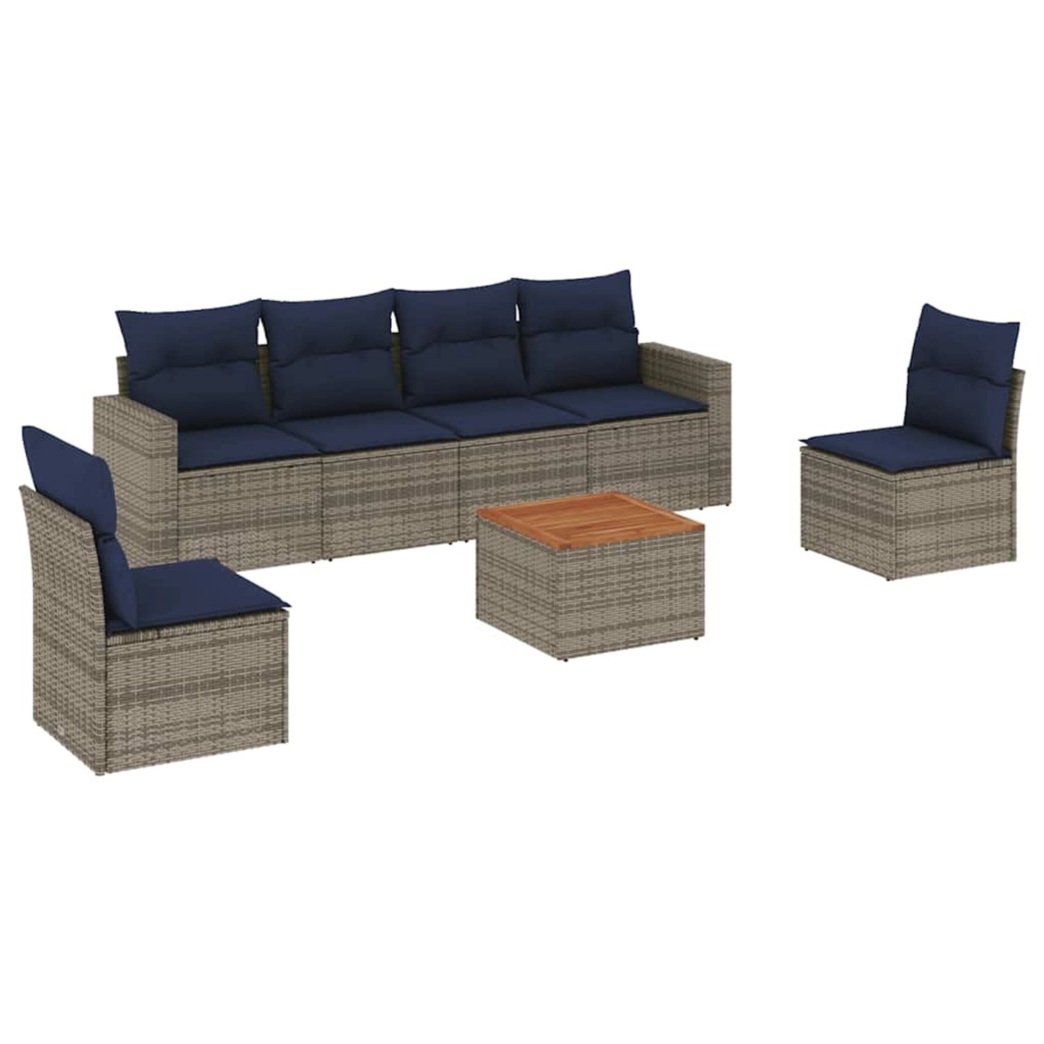 vidaXL 7-Tlg Garten-Sofagarnitur mit Kissen Grau Poly Rattan 3256404 günstig online kaufen