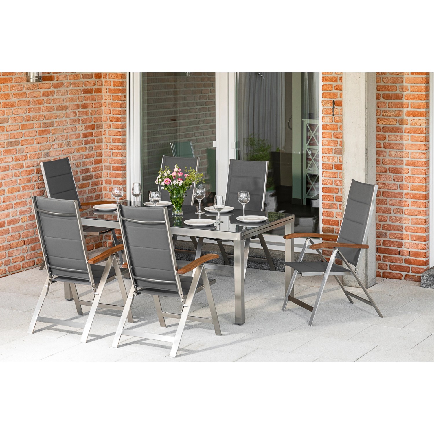Merxx Ferrara Set 7-tlg. 6 Klappsessel Gartentisch Ausziehbar 180 (240) x 1 günstig online kaufen
