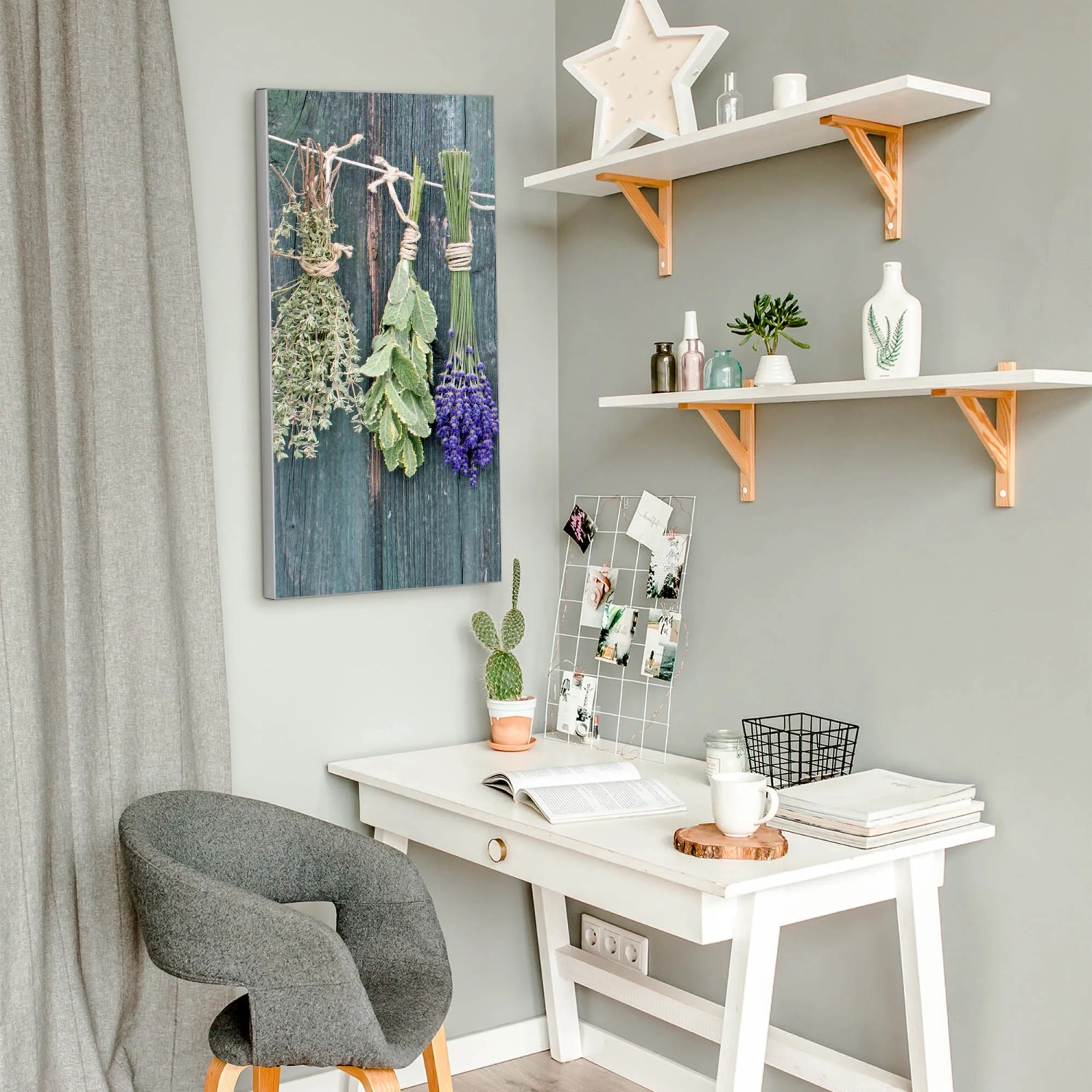 Banjado Magnettafel 37x78cm mit Kräuter-Motiv als Wanddeko inkl. 4 Magnete.