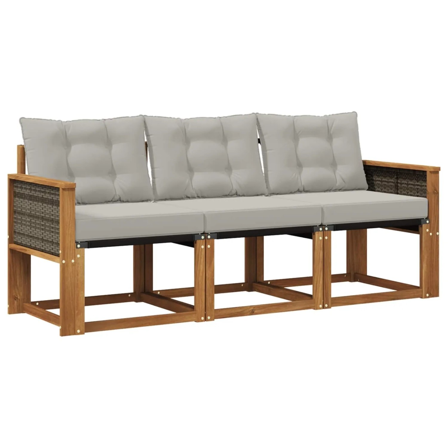 vidaXL Outdoor-Sofagarnitur mit Kissen 3 Stk Natur und Hellgrau 3381739