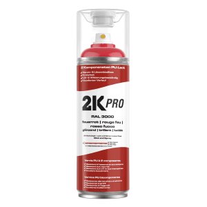 2K PRO Spraydose, 400ml, RAL3000 Feuerrot Glanz. Autolack-Spray für Profis.