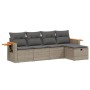 Graue 5-tlg. vidaXL Garten-Sofagarnitur aus Polyrattan mit Kissen.
