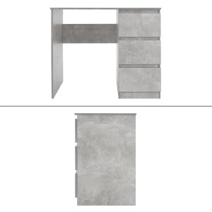 Grauer ML-Design Schreibtisch in Beton-Optik mit 3 Schubladen, ideal als kompakter Arbeitstisch.