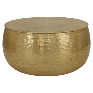 Goldener Womo-Design Couchtisch mit Hammerschlag-Optik, handgefertigt, 90x45 cm.
