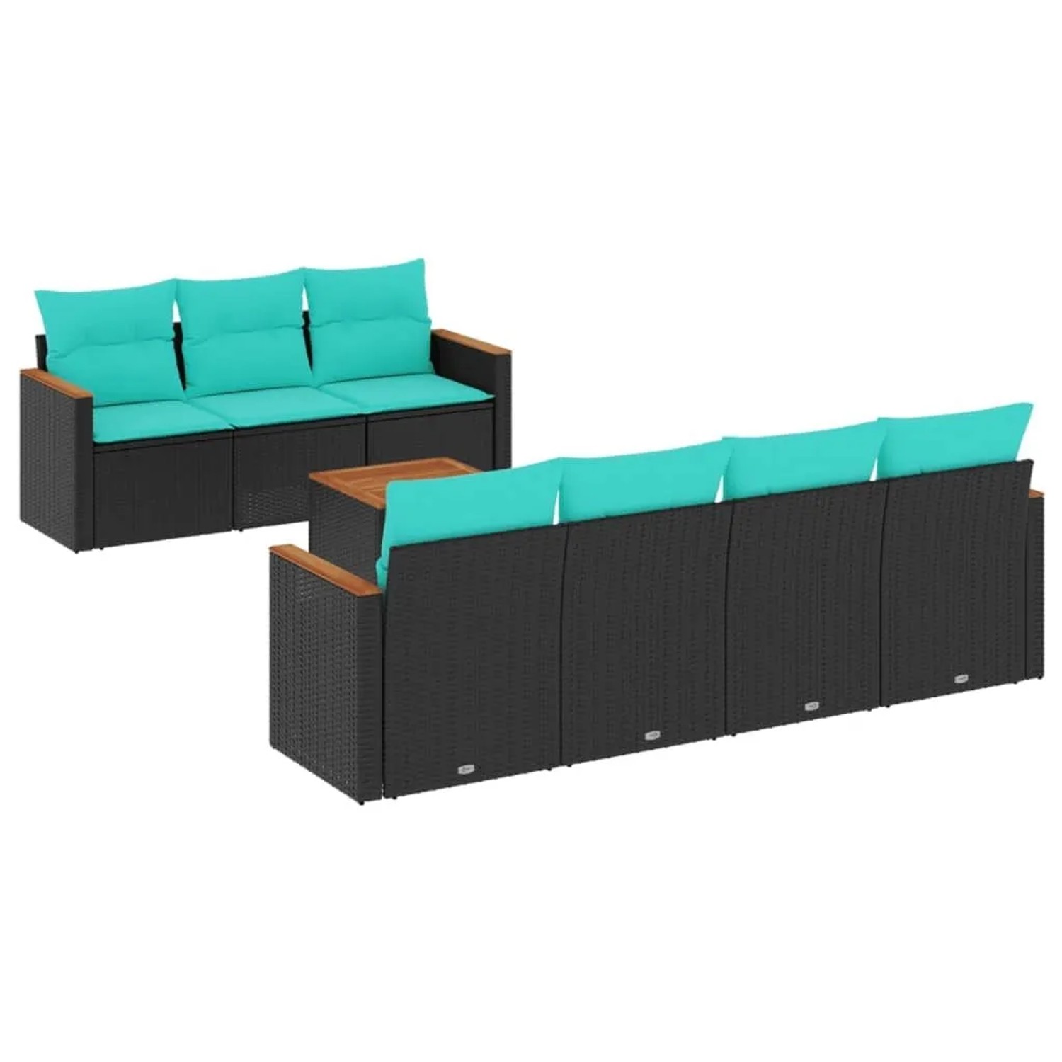 vidaXL 8-Tlg Gartensofa-Set mit Kissen Schwarz Polyrattan 3225805 günstig online kaufen