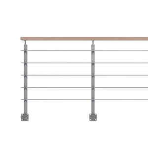 Kordo Geländerset, 2m, Alu grau, Handlauf Buche, seitliche Befestigung, Opalu.