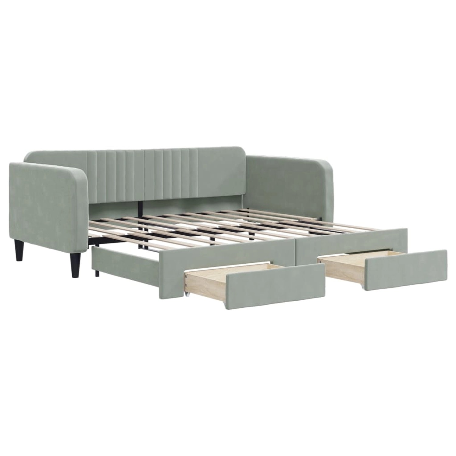 vidaXL Tagesbett Ausziehbar mit Schubladen Hellgrau 90x190 cm Samt 3197124 günstig online kaufen
